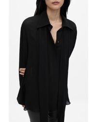 Mango - Tie Neck Semisheer Button-Up Shirt - Lyst
