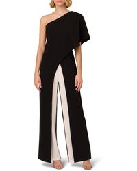 Adrianna Papell - One-shoulder Crepe Overlay Jumpsuit - Lyst