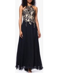 Betsy & Adam - Metallic Embroidery Chiffon Gown - Lyst