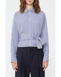 Weekend by Maxmara - Fresco Stripe Side Tie Cotton Button-Up Shirt - Lyst