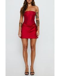 Princess Polly - Jenevieve Strapless Drape Satin Minidress - Lyst