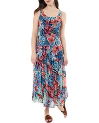 Jones New York - Floral Tiered Chiffon Maxi Dress - Lyst