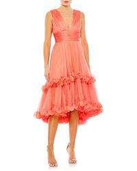 Mac Duggal - Plunge Neck Tiered High-low Cocktail Dress - Lyst