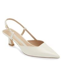 Stuart Weitzman - Slingback Kitten Heel Leather Pumps - Lyst