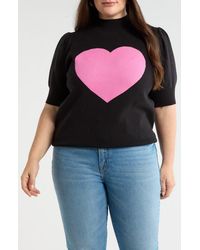 Sugarlips - Russel Heart Puff Sleeve Sweater - Lyst