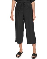 DKNY - Drawstring Crop Linen Pants - Lyst