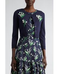 Carolina Herrera - Lily Of The Valley Embroidered Crop Cardigan - Lyst