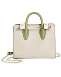 Strathberry Midi Leather Tote In Olive Vanilla Oat