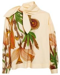 Ulla Johnson - Long Sleeve Tie Neck Blouse - Lyst