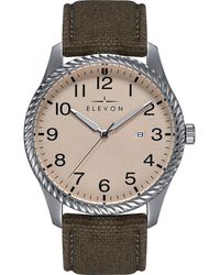 Elevon Watches - Crosswind Canvas-Overlaid Leather-Band Watch W/ Date - Lyst