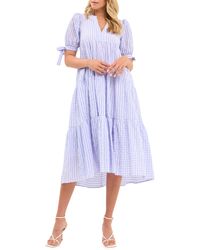 English Factory - Gingham Tiered Midi Dress - Lyst