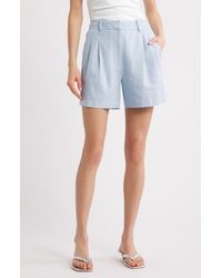 Open Edit - Everyday Pleated Linen Blend Shorts - Lyst