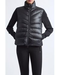 Moncler - Quilted Down & Wool Knit Cardigan - Lyst