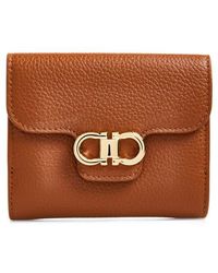 Ferragamo - Double Gancio Leather Compact Wallet - Lyst