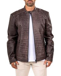Maceoo - Marthyr Croc Embossed Leather Jacket - Lyst