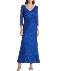 Marina - Embellished Ruched Lace Column Gown - Lyst