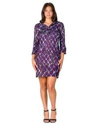 24seven Comfort Apparel - Geometric Print Three Quarter Sleeve Mini Dress - Lyst