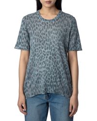 Zadig & Voltaire - Ida Leopard Pattern Short Sleeve Cashmere Sweater - Lyst