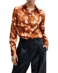 Mango - Tie Dye Satin Button-up Shirt - Lyst