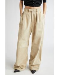 R13 - Pleated Wide Leg Suede Pants - Lyst