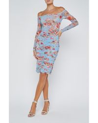 L'Agence - Peonie Floral Off The Shoulder Mesh Bodysuit - Lyst