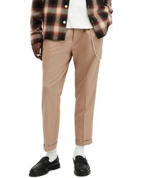 AllSaints - Tallis Pleated Cotton & Wool Trousers - Lyst