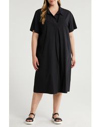 Eileen Fisher - Classic Organic Cotton Poplin Midi Shirtdress - Lyst
