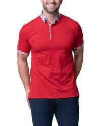 Maceoo - Mozart Solid Ripple Piqué Button-Down Polo - Lyst