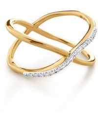 Monica Vinader - Riva Kiss 18k Gold Vermeil Pavé Diamond Crossover Ring - Lyst