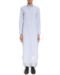 Thom Browne - Stripe Long Sleeve Cotton Maxi Shirtdress - Lyst