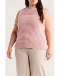 Halogen® - Open Stitch Side-Button Cotton Sweater Tank - Lyst