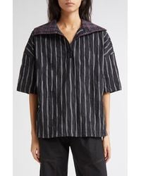 KÚR - High Neck Drop Shoulder Shirt - Lyst