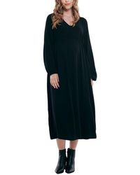Motherhood Maternity - Long Sleeve Button Front Maternity Midi Dress - Lyst