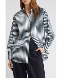 FRAME - Oversize Stripe Pocket Organic Cotton Shirt - Lyst