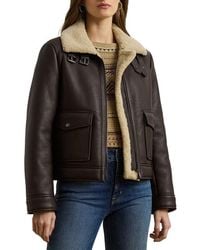 Ralph Lauren - Faux Leather & Faux Shearling Bomber Jacket - Lyst
