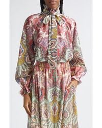 Etro - Paisley Print Cotton & Silk Scarf Neck Top - Lyst