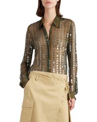 Dries Van Noten - Paillette Stripe Sheer Silk Chiffon Button-up Shirt - Lyst
