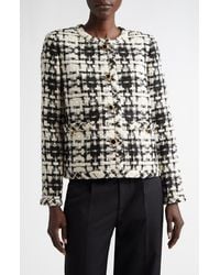 St. John - Metallic Wool Blend Tweed Jacket - Lyst