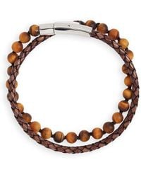 Jonas Studio - Hand Knotted Tiger's Eye & Leather Bracelet - Lyst