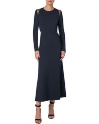 Akris - Cutout Detail Long Sleeve Stretch Silk Midi Dress - Lyst