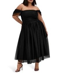 City Chic - Lulu Off The Shoulder Tulle Midi Dress - Lyst