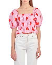 English Factory - Heart Shape Shirred Crop Blouse - Lyst