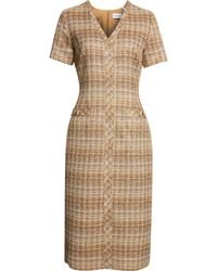 St. John - Artisanal Weave Tweed Midi Dress - Lyst