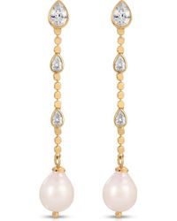 Ettika - Teardrop Cubic Zirconia & Freshwater Pearl Drop Earrings - Lyst