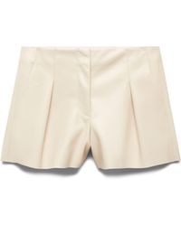 Mango - Pleated Faux Leather Shorts - Lyst