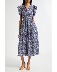 Ulla Johnson - Kairi Flutter Sleeve Midi Dress - Lyst