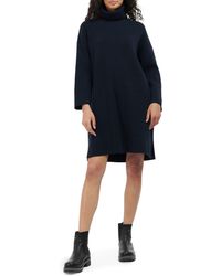 Barbour - Stitch Long Sleeve Cotton Blend Rib Turtleneck Sweater Dress - Lyst