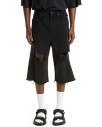 Balenciaga - baggy Destroyed Cutoff Denim Shorts - Lyst