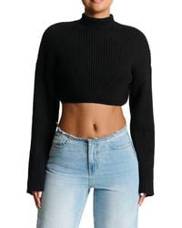Naked Wardrobe - Crop Rib Turtleneck Sweater - Lyst