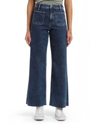 Mavi - Paloma Marine Patch Pocket Raw Hem High Waist Wide Leg Jeans - Lyst